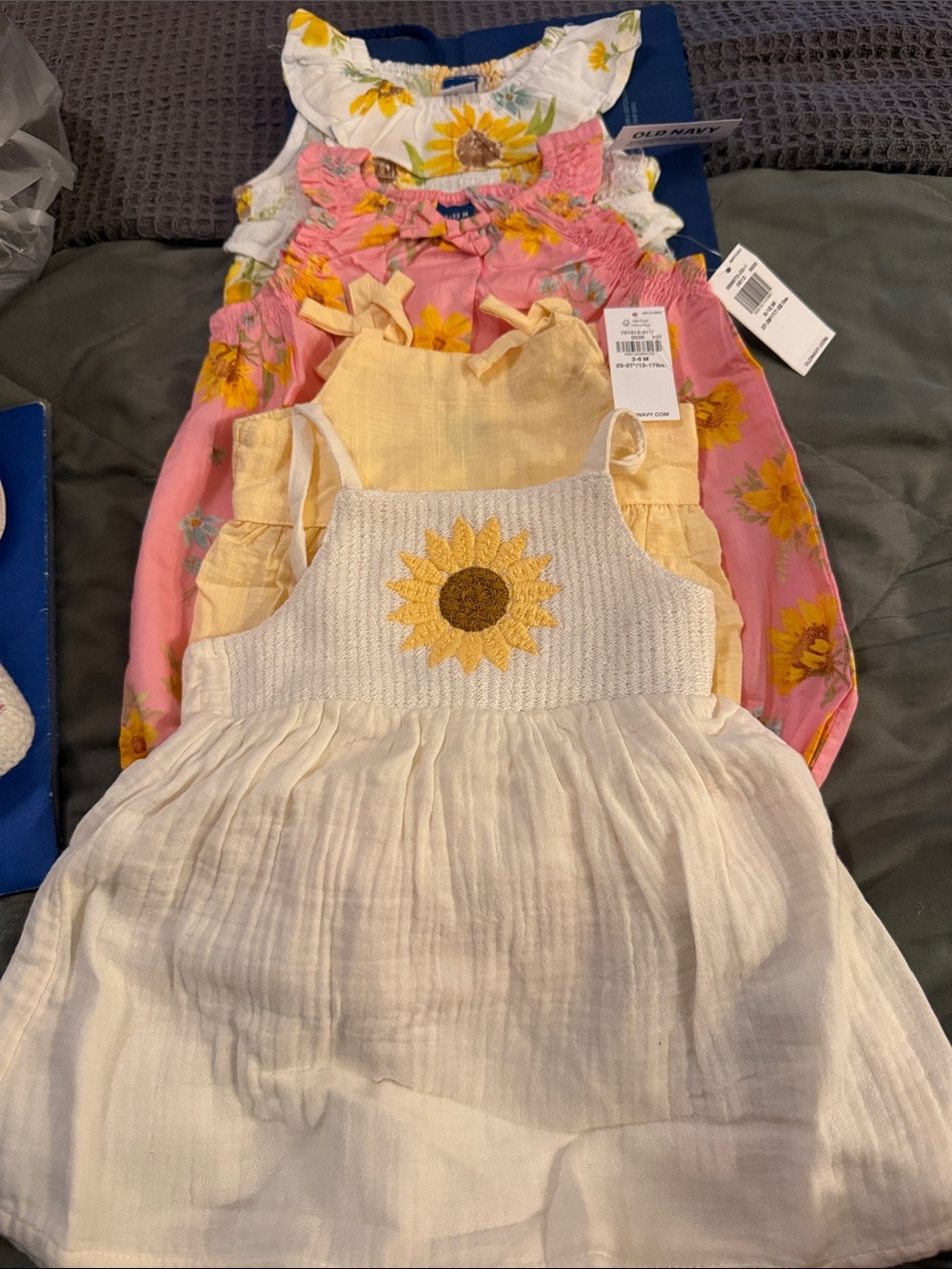 Old Navy Girls Sunflower One-Piece outfits - White, Pink, Yellow